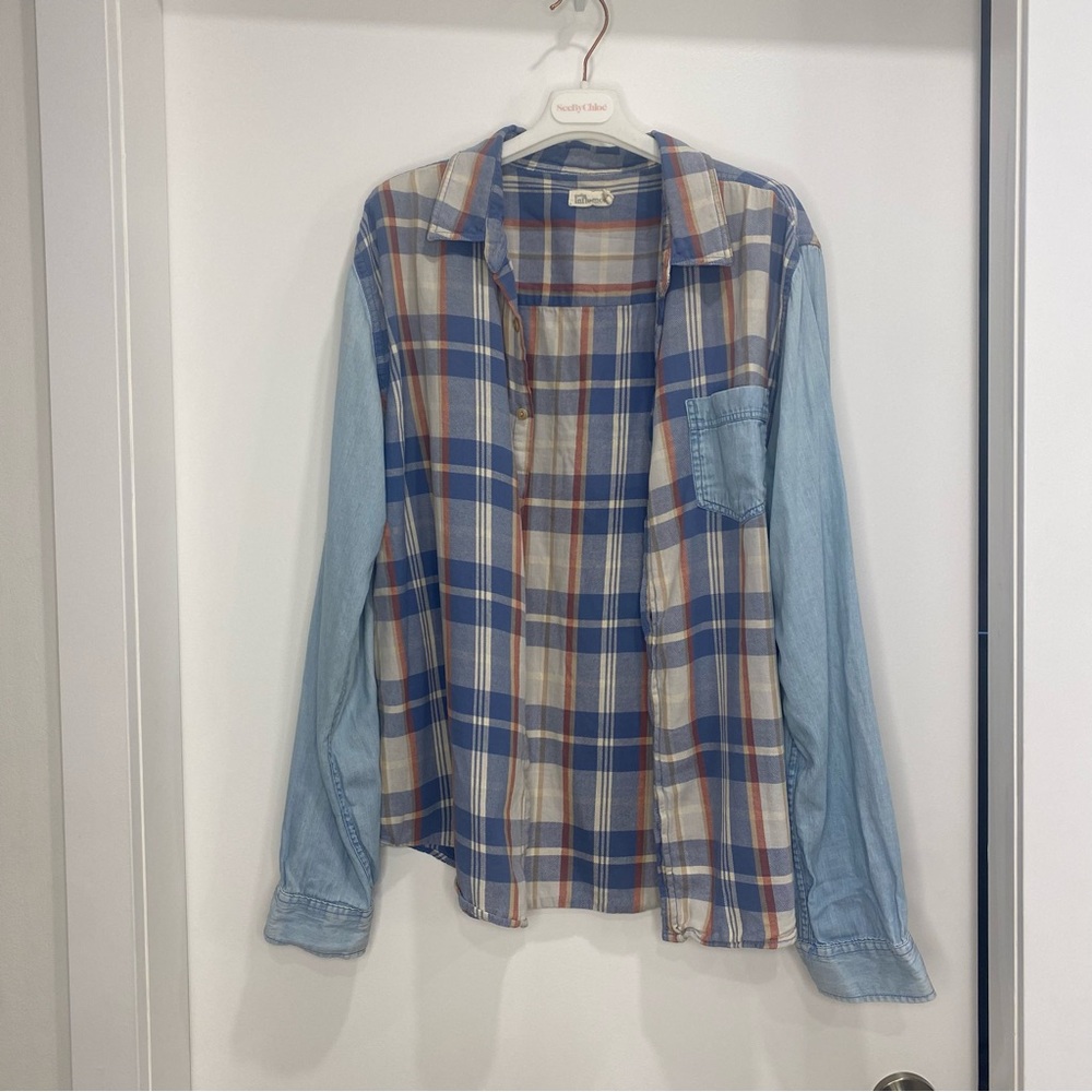 90s style plaid button down